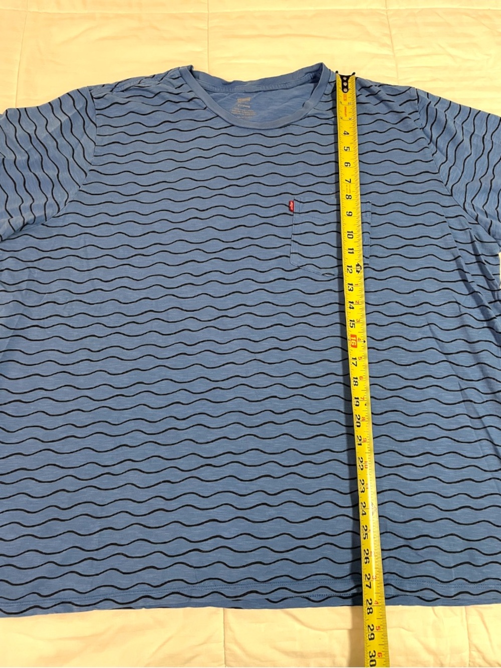 Levi’s Shirt Mens 3XL Blue Squiggle Crew Neck Short Sleeve Logo Stretch Pullover - Picture 2 of 10